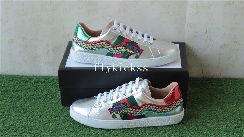 GC Ace Embroidered Sneaker Dragon Silver
